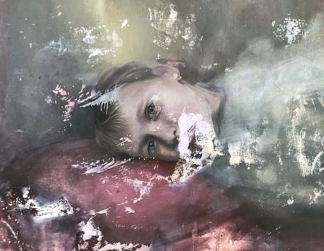 Doppelbelichtung, Übereinander — Oil on canvas by Eyad Sbeigh, 2022