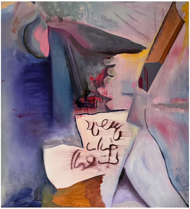 Grauwert, Mittelachse — Oil on canvas by Eyad Sbeigh, 2025
