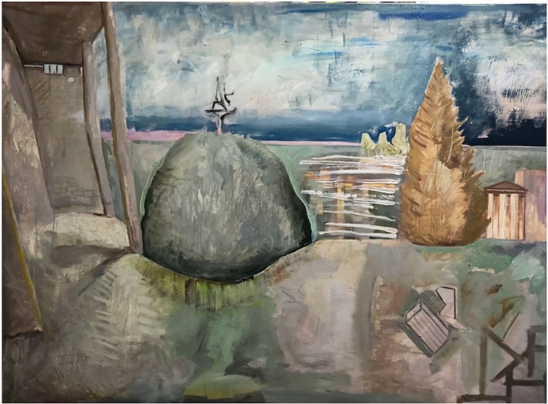 Umbra, Sockel — Oil on canvas by Eyad Sbeigh, 2023