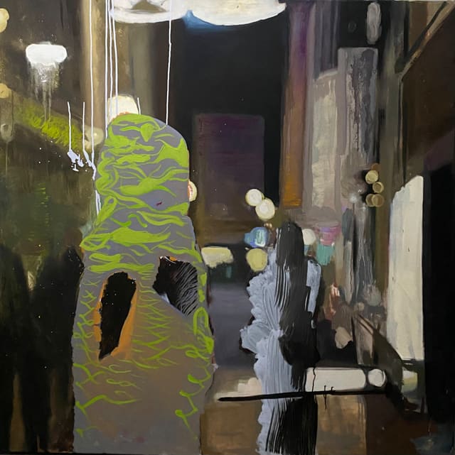 Ocker, Innenhof — Oil on canvas by Eyad Sbeigh, 2023